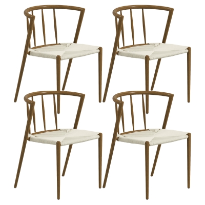 HOMCOM Conjunto de 4 Cadeiras de Sala de Estar com Assento em Corda de Papel Empilháveis Estilo Rústico 51x51x71 cm Carvalho