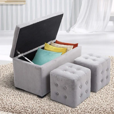 HOMCOM Cassapanca Portaoggetti 75cm x 40cm x 42cm Grigio