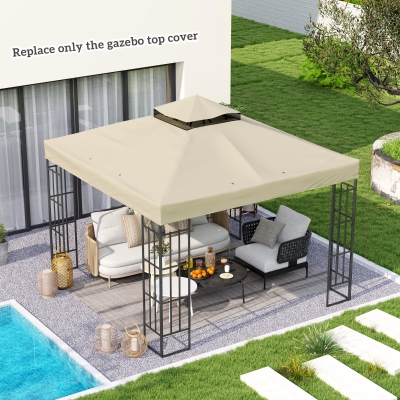 Outsunny Toldo de Substituição para Pérgola 3x3 m Toldo de Substituição com Teto Duplo Proteção UV 30+ Toldo para Pérgola Creme