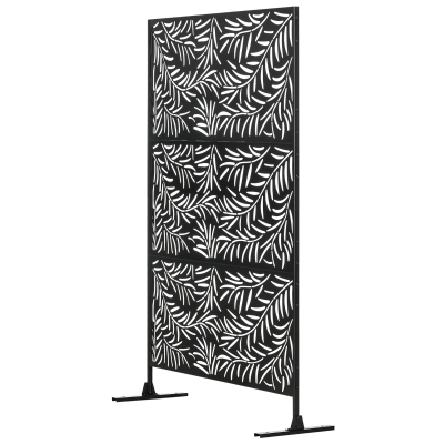 Outsunny Paravent Extérieur Acier Motif Branches 122x45x198cm Noir