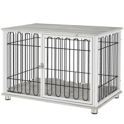 PawHut Cage Chien Moyens 20kg avec Coussin Gris 90x58x62,5 cm
