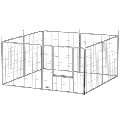 PawHut Parc Chien 8 Panneaux Modulable 80H cm Noir