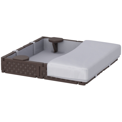 AIYAPLAY Arenero Infantil con 4 Asientos Cubierta Resistente y Diseño Abierto para Jardín Patio o Terraza 119x119x22 cm Marrón