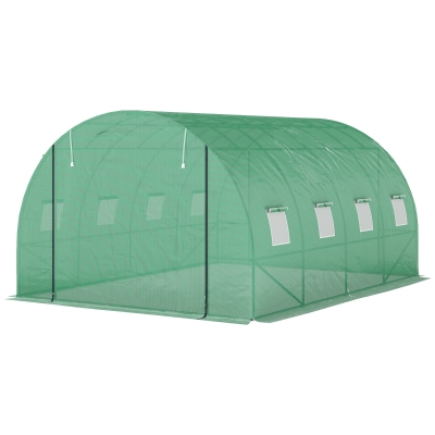 Outsunny Serre Tunnel 3x4x2m Acier Galvanisé PE Vert