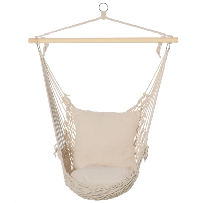 Outsunny Fauteuil Suspendu Hamac Coton 120Kg Blanc