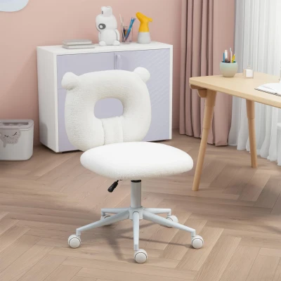 HOMCOM Silla Infantil de Borreguito con Asiento Ajustable en Altura y Respaldo en Forma de Oso Carga 120 kg Blanco