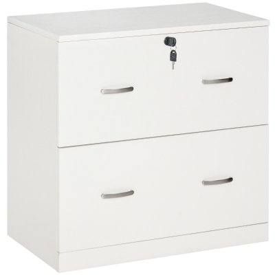 Vinsetto Cajonera de Oficina con 2 Cajones para Carpetas Colgantes con Cerradura y 2 Llaves 74x42x72 cm Blanco(m-1)