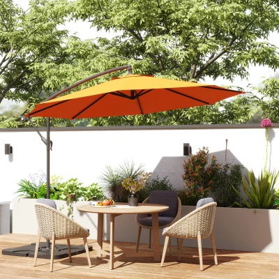 Outsunny 3m Cantilever Parasol with Crank Handle Orange