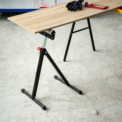 HOMCOM Set of 2 Folding Roller Stands Metal Adjustable Black