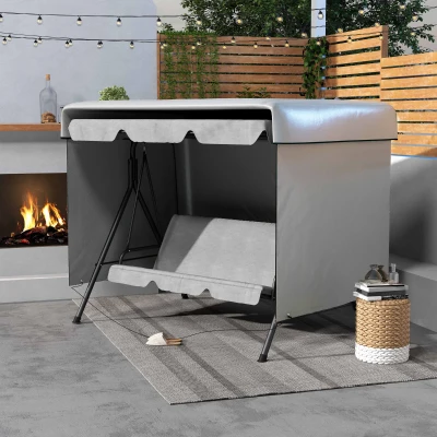 Outsunny Capa Protetora para Baloiço de Jardim de 3 Lugares 215x155x150 cm Cobertura para Móveis de Exterior Cinzento Claro