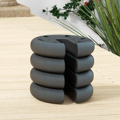 Outsunny Conjunto de 4 Pesos para Tendas Preenchido de Cimento para Tendas Dobráveis Ø20x4,5 cm Preto