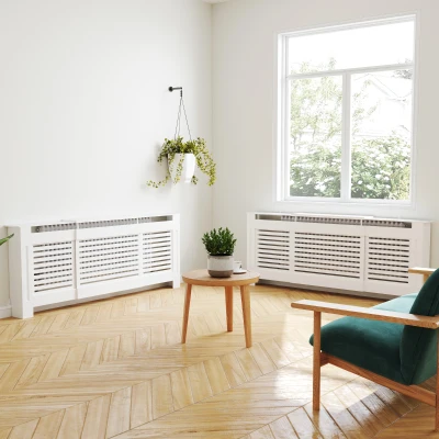 HOMCOM Set of 2 MDF Radiator Covers White 139-208.5L cm