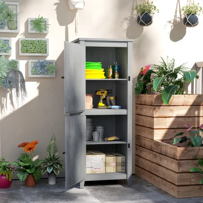Outsunny Capanno Porta Attrezzi Esterno con 2 Armadietti Grigio