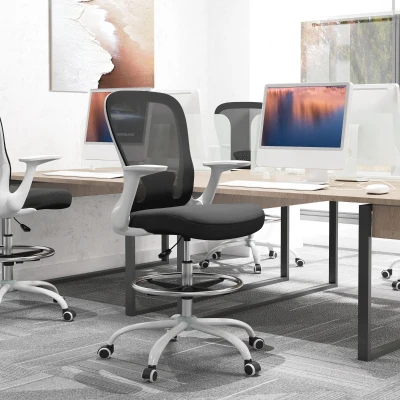HOMCOM Ergonomic Draughtsman Chair Black White