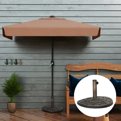 Outsunny Base para Chapéu de Sol Semicircular Suporte para Chapéu de Sol com Enchimento de Cimento 9,5 kg 50x31,5x32 cm Bronze