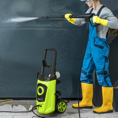 DURHAND Hidrolimpiadora de Alta Presión 1800W con Accesorios Ángulo Ajustable y Parada Automática 33x31,5x80,5 cm Verde y Negro