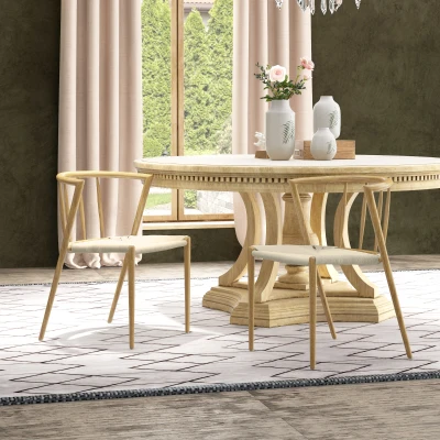 HOMCOM Conjunto de 2 Cadeiras de Sala de Estar com Assento em Corda de Papel Empilháveis Estilo Rústico 51x51x71 cm Carvalho