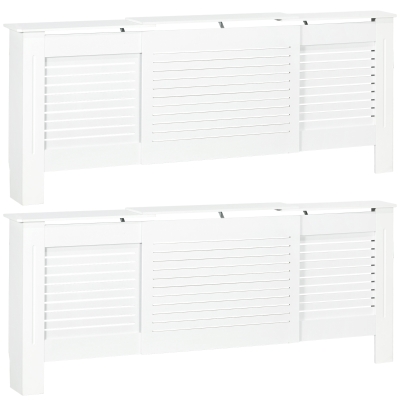 HOMCOM Set of 2 MDF Radiator Covers White 139-208.5L cm