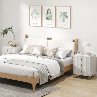 HOMCOM Set of 2 Elegant Chest of Drawers White/Gold