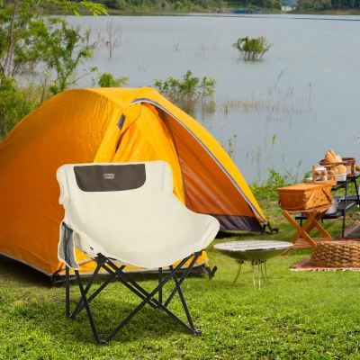 Outsunny Campingstuhl, faltbar, Stahlrahmen, Stoffsitz, Tragetasche, Weiß