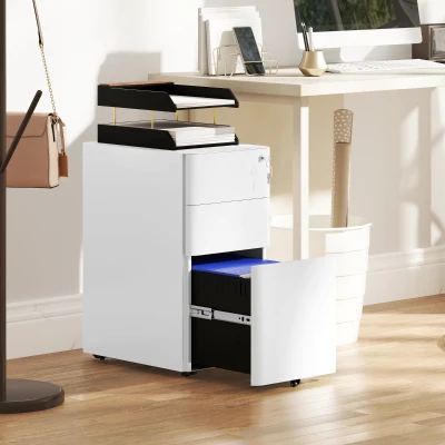 Vinsetto Steel Filing Cabinet with Lock 3-Drawer White