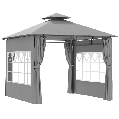 Outsunny 3x3m Metal Gazebo Light Grey with Removable Sidewalls
