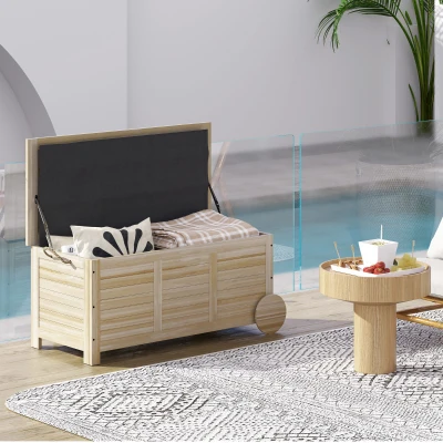 Outsunny Baule da Esterno 185L a 2 Ruote in Legno di Abete