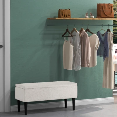 HOMCOM Vintage design zitbank, schoenenbank, verborgen opbergruimte, kasjmier-look, beige + zwart