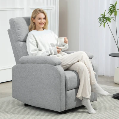 HOMCOM Recliner-Sessel, Entspannungssessel mit verstellbarer Rückenlehne, Fußstütze, Polstersessel für Wohnzimmer, Grau