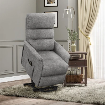 HOMCOM Sillón Relax Reclinable Eléctrico Levanta Personas con Mando a Distancia y Bolsillo Lateral Sillón Elevador Gris