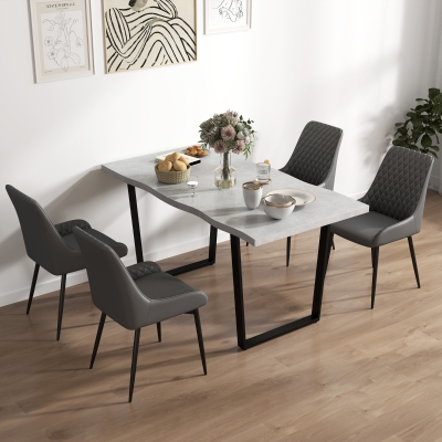 HOMCOM Set of 4 PU Leather Dining Chairs Metal Frame Grey