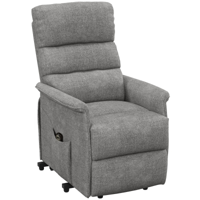 HOMCOM Fauteuil Releveur Inclinable Lin Gris Télécommande