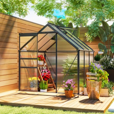 Outsunny Walk-In Greenhouse Polycarbonate 190x190cm
