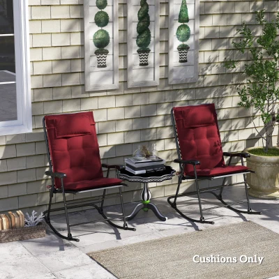 Outsunny 2-delige set waterafstotende ligstoelkussens voor tuinligstoelen Vulkussens 50x116x5 cm, Wijnrood