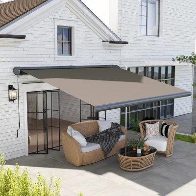 Outsunny Electric Awning Aluminium Light Grey 4x3m