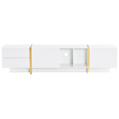 Modern TV Stand with Storage Cabinet for 85-Inch TV, White+Gold