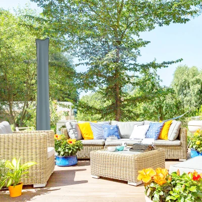 Outsunny Copri Ombrellone 3x3m Impermeabile con Cerniera Grigio
