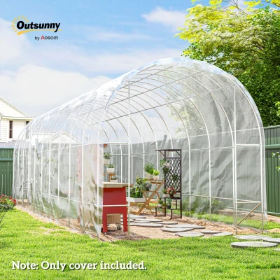 Outsunny Plastic Greenhouse Cover, Plant Cover, UV Resistant, Waterproof, 8 x 10 m