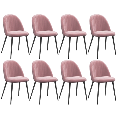 HOMCOM Conjunto de 8 Cadeiras de Sala de Jantar Modernas Cadeiras Estofadas em Veludo com Encosto Alto 50x52x83 cm Rosa
