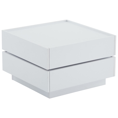 Square Rotating Coffee Table with 2 Drawers, White