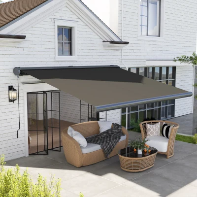 Outsunny Electric Awning Aluminium Dark Grey 4x3m