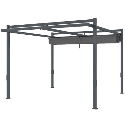 Outsunny Pergola ok. 3,5x3m Stabilna i Zimoodporna z Aluminiową Ramą i Regulowanym Zadaszeniem Szara
