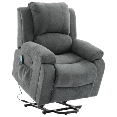 Power Massage Lift Recliner Chair with Heat and Vibration for Elderly, Grey