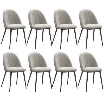 HOMCOM Conjunto de 8 Cadeiras de Sala de Jantar Modernas Cadeiras Estofadas em Veludo com Encosto Alto 50x52x83 cm Cinza