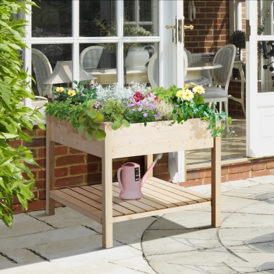 Jardiniera Flori din Lemn cu Husa Tesatura 91x91x81cm