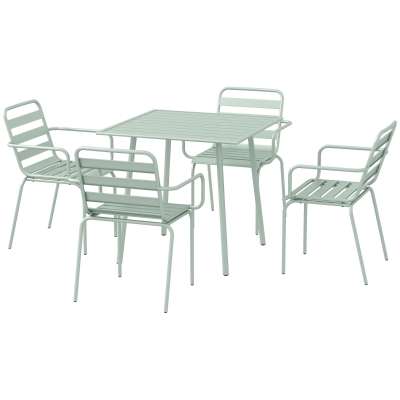 Outsunny Salle à Manger Jardin 5Pcs Acier Vert
