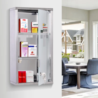 HOMCOM Armoire Pharmacie Acier 25x12x48cm Verrouillable