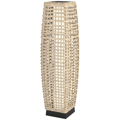 Outsunny Lampe LED Solaire Rotin Résine 21x21x78cm Naturel