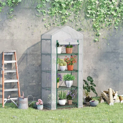 Outsunny Serre Balcon 4 Niveaux Acier/PE Blanc