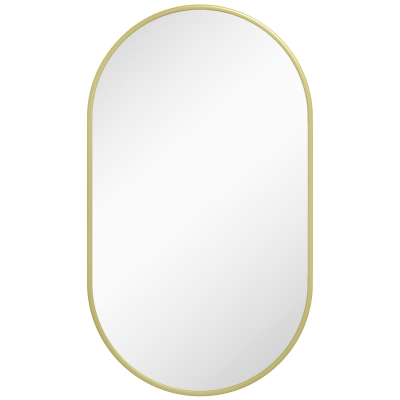 HOMCOM Miroir Ovale Mural Aluminium Doré 60x90cm